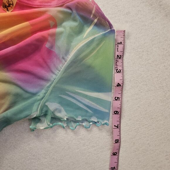 Y2K Scotty Rainbow Sheer Tie Dye Rave Shirt Sz M Festival - Picture 4 of 5